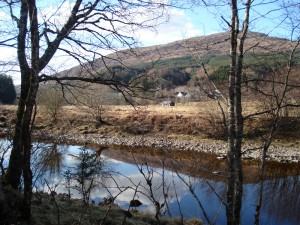 Gun Club Cottage from south bank of river Spean