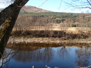 Strath (on left) & Rannoch (on right) viewed from south bank of river Spean